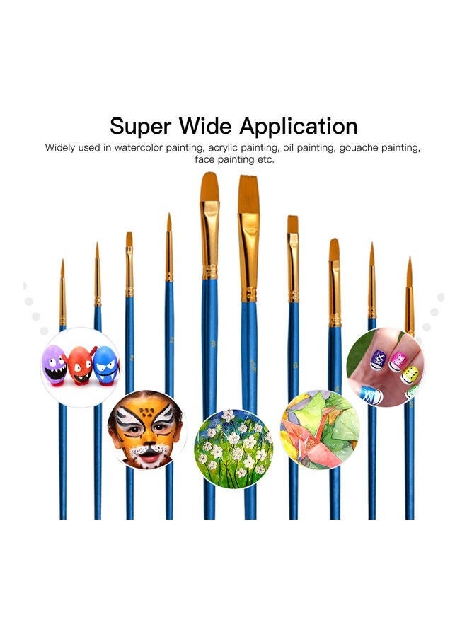 10pcs Acrylic Material Paint Brushes, Paintbrushes for Acrylic Oil Watercolor, Face Nail Art, Miniature Detailing & Rock Painting, Gift Giving - Image 1